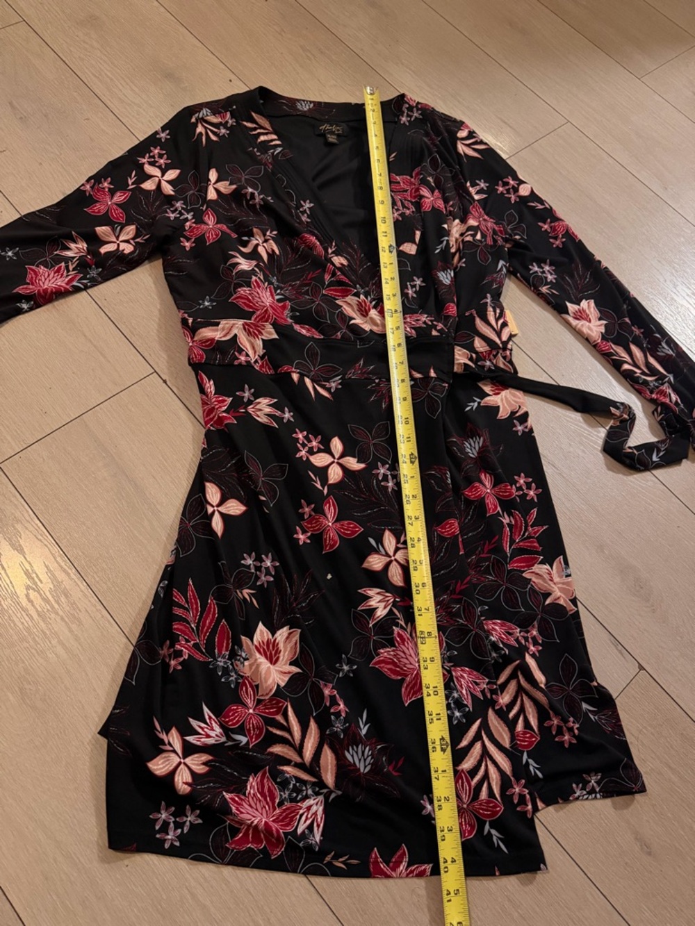 Thalia Sodi Black Dress with Red & White Floral Accents